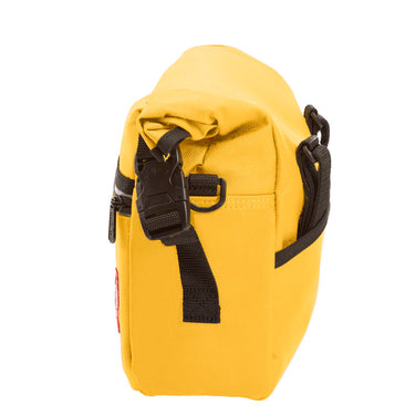 Manhattan Portage - Pursuit Bike and Shoulder Bag - Dark Mustard shoulder bag with a red label Manhattan Portage logo - Side #color_dark-mustard
